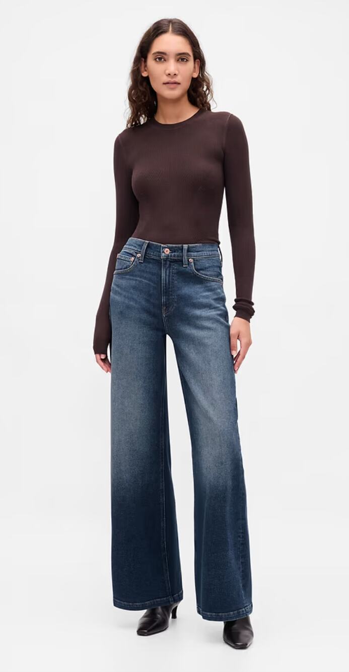 GAP High Rise Stride Wide Leg Jeans in Vintage Tint Size 26